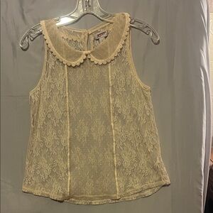 Arizona Jean Company Cream Lace Blouse with Collar